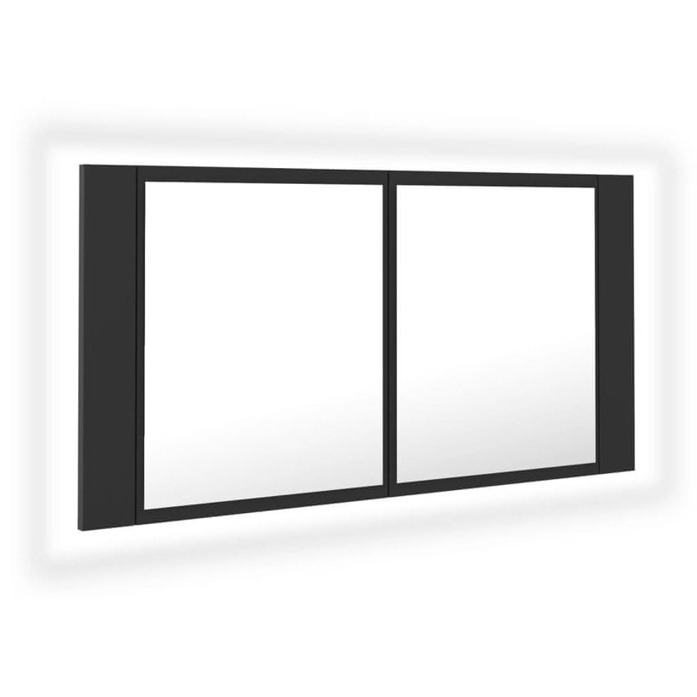 Vidaxl LED kúpeľňová zrkadlová skrinka sivá 90x12x45 cm akryl